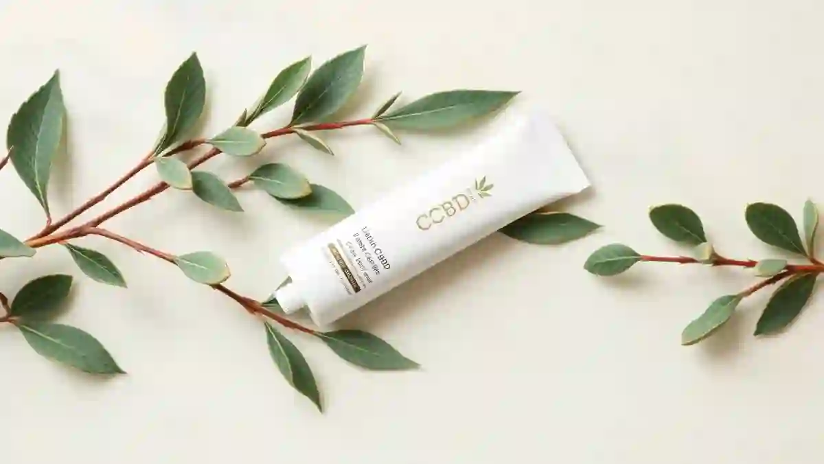 Best CBD cream for pain in USA 2026 — Pure Leaf Relief CBD pain relief cream tube with eucalyptus leaves on sage marble, lab-tested THC-free formula