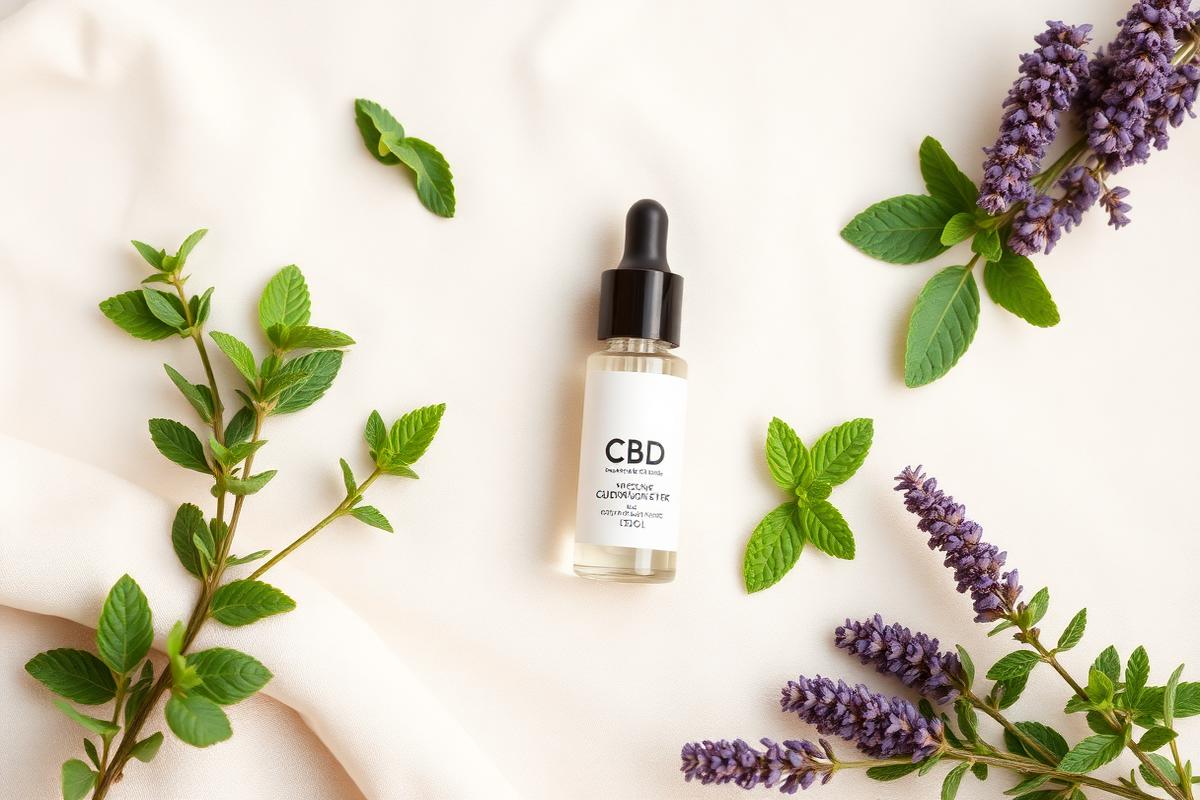 CBD roll on for muscle recovery with eucalyptus and peppermint leaves